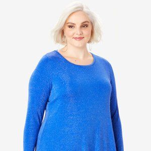 Glittery Asymmetric Tunic - Ultra Blue Metallic